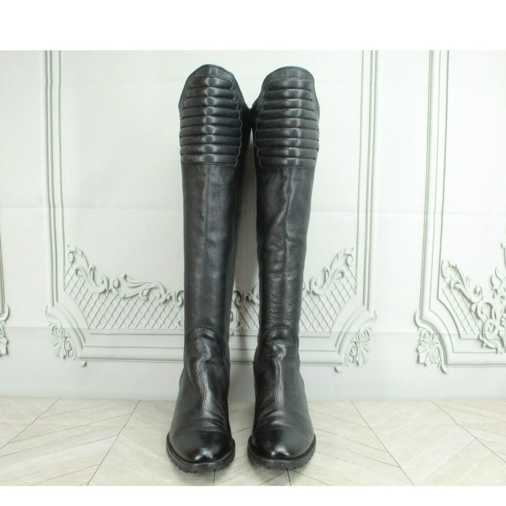 Kenneth Cole Think Ur Tough Black Leather Back Zip Tall Boots Size 6 M - Picture 4 of 9